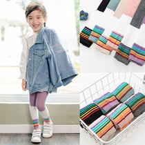 20 Spring and Autumn Children Rainbow ankle-length pants Socks Sweet Girl Color Patch Leggings Women Baby Color Pantyhose