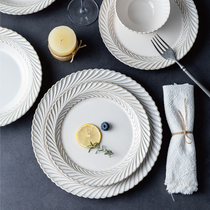 Retro Japanese dish plate set Western steak plate ceramic plate dish combination home creative dish