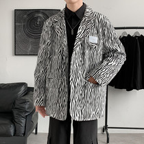 Net red small suit male spring and autumn trend ins niche zebra pattern jacket Korean loose Ruffian handsome casual suit