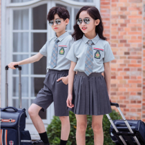 Boys and girls summer British style school uniform set childrens college style Japanese Junior High School High School students class uniform JK uniform