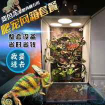 Crawl cage aluminum alloy chameleon feeding box Climbing climbing amphibious pet Villa package Green Hye box