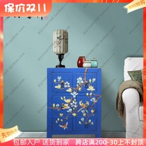 Modern minimalist flower and bird new Chinese style solid wood bedside table storage storage retro painted small furniture cabinet sofa side cabinet