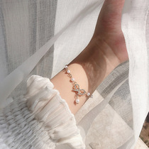 s925 Sterling Silver Moon Moonstone bracelet Korean student personality temperament bow girls birthday gift