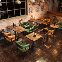 Industrial style Cafe Western restaurant Milk tea Wrought iron table and chair Music dining bar Bar clear bar Dining table and chair combination