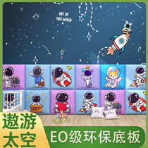 Childrens bedroom with back cartoon anti-collision soft package custom tatami wall with soft wall and bedside bedside self-adhesion