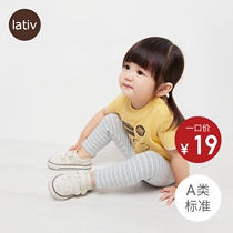 lativ Chengyi baby elastic nine-point leggings stripe spring and summer new Four Seasons with A category A Baby childrens clothing