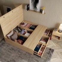 New storage high box bed board bed Tatami modern simple solid drawer double bed 1 5 meters without bedside table