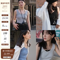 Creamsu white homemade knitted small camisole Vest Womens interior spring and summer new slim body wear sleeveless top