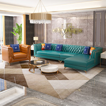 Six shops small apartment living room light luxury corner leather sofa first layer cowhide Italian ins lazy noble concubine combination