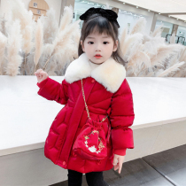 Girls cotton coat winter clothing 2021 new childrens winter thick coat female baby warm New Year clothing cotton jacket