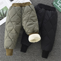 Men and women with three layers of cotton trousers plus velvet thickened baby a pair of warm pants for small children in winter winter wear autumn and winter