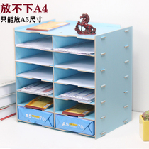Multi-layer document rack Wooden office supplies data rack Desktop A5 paper bill finishing storage rack frame