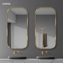 Light luxury framed bathroom mirror sink mirror HD explosion-proof bathroom mirror toilet bathroom mirror wall type