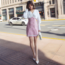 SyncChic Star luxury istyni shirt tweed high waist thin temperament dress spring dress spring dress 2020