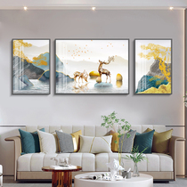 Deer living room decorative painting modern simple high-end sofa background wall hanging painting light luxury triplet painting atmospheric landscape murals