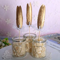 Baking decorated with meritocratic butterfly knots beads golden feather cake inserts Plugins Creative Sweet table Decoration