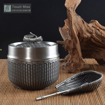 Touch Miss pure tin tea pot home kung fu tea set sealed metal tea jar teaspoon tea ceremony accessories