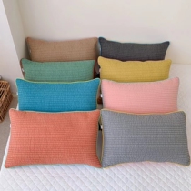 Ins exports Korean cotton pillow pure cotton sand wash quilted cervical pillow core single adult pillow 48*74 removable and washable