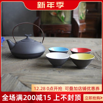 W1962 export French ceramic cement color multicolored teapot tea cup set model room pendulum decorative tea set