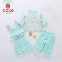 Colorful watermelon newborn thin cotton coat set male baby cotton jacket female baby spring and autumn cotton jacket three-piece set