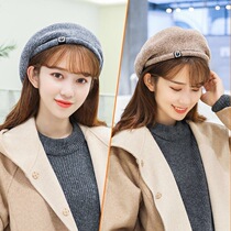 Beret female autumn and winter Korean version of Japanese Joker Chenille Beale hat British winter Net red painter hat tide
