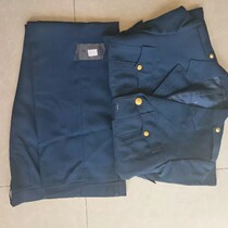 Hand in old spring and autumn blue suit blouse with pants