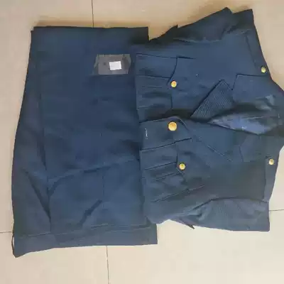 Hand in old spring and autumn blue suit blouse with pants