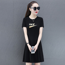 One-piece dress spring autumn season new 2022 Short-style Body Round Collar Casual Sports slim and large size Temperament Skirt Children