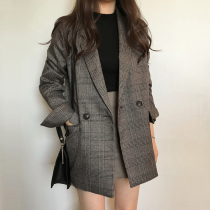 Small suit jacket woman 2020 fall new Korean version loose casual 100 hitch Inn wind retro plaid west suit tide