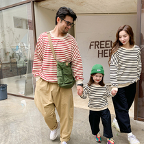 Parent-Child clothing autumn clothing family of three four stripes sports leisure suit spring and autumn mother womens Korean version of two-piece tide