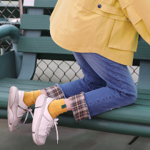  2020 spring and autumn new junior high school student jeans girls loose straight pants Korean version contrast flanging wide leg pants