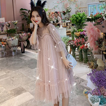 Pregnant mother tide dress summer fairy summer dress 2021 New Super fairy Net red does not show pregnant women