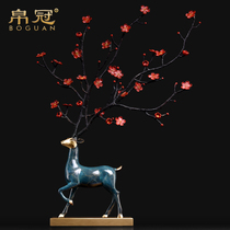 All copper Sika deer entrance home decoration ornaments Villa living room side cabinet Artwork Housewarming opening gift