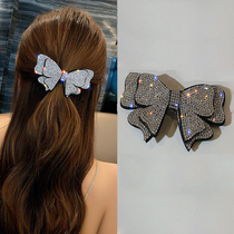 Net red 2021 New bow hairclip female 2020 back of the head a word clip headgear temperament crystal hair card