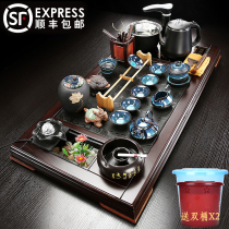 Ebony solid wood flowing water tea tray integrated Wujinshi tea set home fully automatic living room kung fu guest