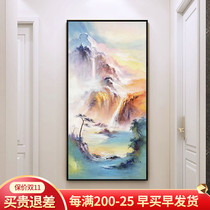 Hand-painted abstract landscape oil painting new Chinese living room multi-union decorative painting entrance gate feng shui cornucopia vertical painting