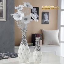 Modern minimalist ceramic flower arrangement vase European creative living room white dry flower home wine cabinet decorations ornaments