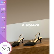 (Lu Xiaobu) Rhinestone pointed sandals female summer small ck sandals 2021 New Cross belt rear empty single shoes