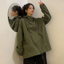 Extra-virgin dress 260 catty of pure color thin section Lianhood woman 2020 autumn and winter new loose 200 catty jacket tide