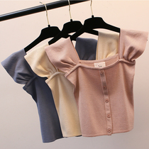 Personality design ice silk knit sweater Dew belly button slim short T-shirt female blouse