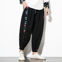 2019 Spring New Chinese style linen pants Haren pants mens cotton hemp pants national tide radish pants tide