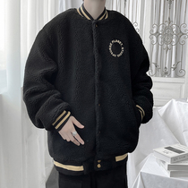 Lamb coat autumn and winter Tide brand ins Korean version of loose coat male Hong Kong wind Joker Ruffian handsome fleece jacket