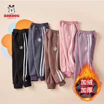 Babu Bean Boy Plus Suede Pants Integrated Suede 2021 New Children Two-sided Rocking Grain Suede Warm Sports Pants Thickened