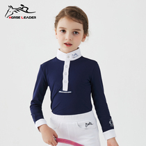  HORSE LEADER Childrens equestrian equipment Long-sleeved T-shirt breathable quick-drying equestrian competition stand-up collar knight clothing