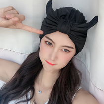 Dudu point Han Shang ~ Korean black ins face small foreign gas Net red swimming hat female hair Joker solid color