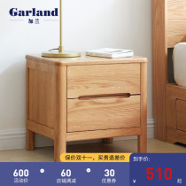 Garland Japanese style solid wood bedside table simple modern Mini bedside table Black two draw cabinet bedroom furniture