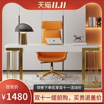 Italian light luxury desk office minimalist desk home computer desk modern simple study bedroom gilded paint table