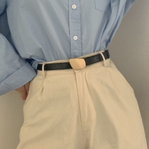 2021 leather female simple and versatile Korean Korean version of the student retro ins style decoration black female jeans with thin belt