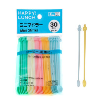 Disposable color plastic coffee mixing spoon mini cute small spoon small long handle stirring rod 30 pack