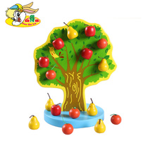 Magnetic fruit tree baby picking apple fruit paste happy Orchard children wooden simulation House educational toy